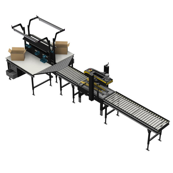 Ligne Logistique - Mise en carton multiformats scotcheuse siat